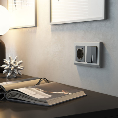 Выключатель Встраиваемые механизмы графит матовый W1122164